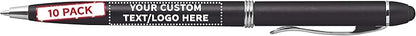 DISCOUNT PROMOS Custom Twist Action Plastic Stylus Pens, Personalized Bulk Pack by DISCOUNTPROMOS