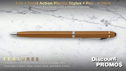 DISCOUNT PROMOS Twist Action Plastic Stylus Pens, Bulk Pack - Image 3