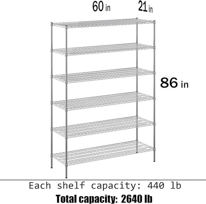 Regal Altair 21" Deep x 60" Wide x 86" Height Wire Shelving Kit | 6-Tier | NSF - Image 3