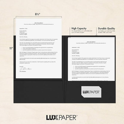 LUXPaper 9" x 12" Presentation Folders | Two Pocket | Midnight Black | 100lb. - Image 4