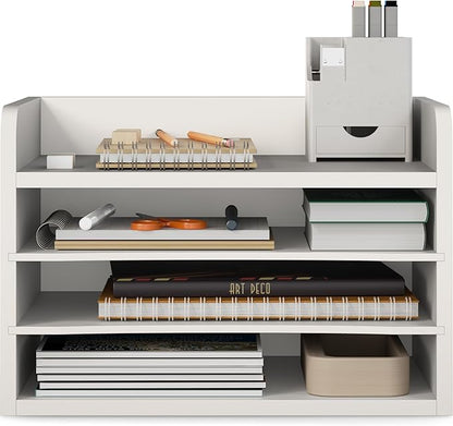 Ballucci File Organizer, 4-Tier Office Desk Organizer, Open Top Wood Paper - Image 8