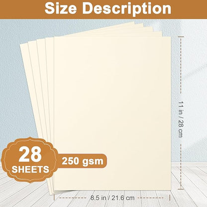 Silunkia 28 Sheets Cream Cardstock 8.5 x 11 Ivory Paper, 250gsm/92lb Off White - Image 2