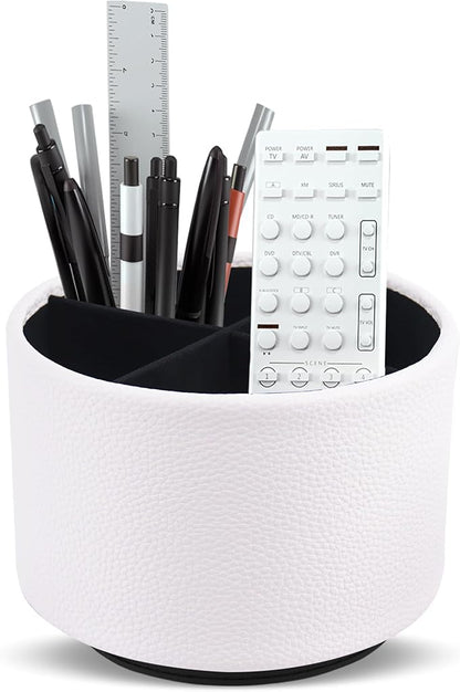 Hennaja Round Leather Art Supply Organizer, Remote Control Holder, 360 Degree by Hennaja