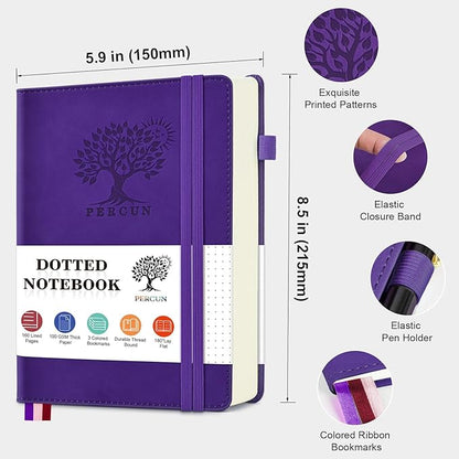 PERCUN Dotted Journal Notebook for Men & Women, 160 Pages Dot Grid notebook for - Image 2
