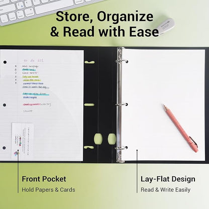 MUKAWA 1 Inch 3 Ring Binder, D-Ring Binder Holds 250 Sheets, PP Cover - Image 3