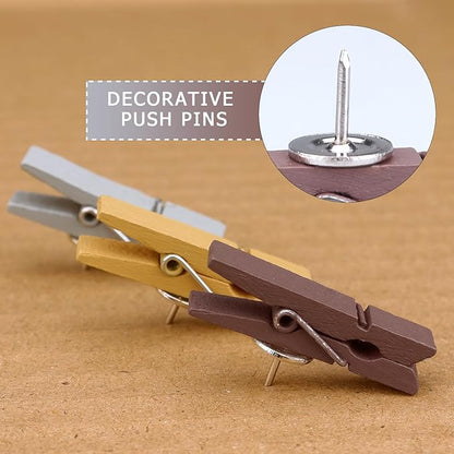 JOANCÉE 50 PCS Wooden Clips Colorful Push Pins Tacks - Image 5