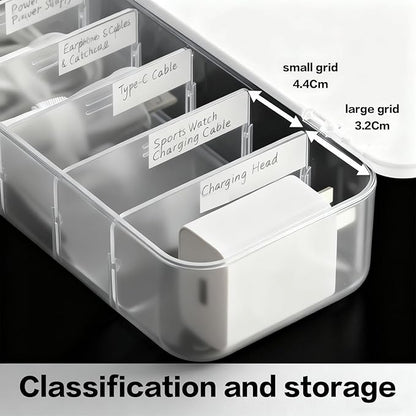 Cord Organizer Box with Lid, 7 Compartment Cable Management with 7 Wire Ties - Image 5