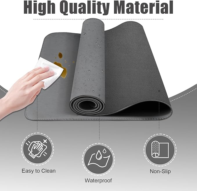 Leather Desk Pad Protector, 39.4'' X 17'' Large Mouse Pad, Office Desk Mat - Image 2