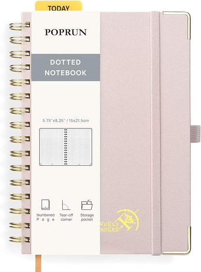 POPRUN Spiral Dotted Journal Notebook, by POPRUN