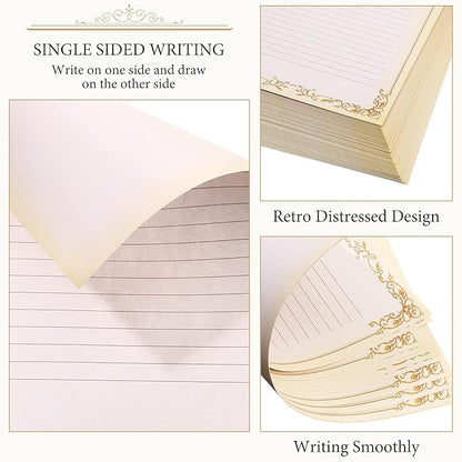 Sabary 200 Sheets Lined Stationary Writing Paper 8.5 x 11 Inch Fancy Vintage - Image 3