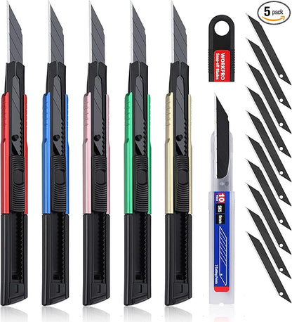 WORKPRO Premium Utility Knife Retractable Snap-off Blade, Heavy Duty Aluminum by WORKPRO