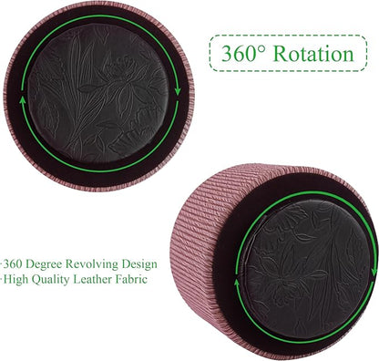 Hennaja Round Leather Art Supply Organizer, Remote Control Holder, 360 Degree - Image 4
