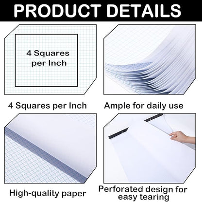 gisgfim Large Engineering Graph Paper Pad 22x 17 Landscape 4 X 4 Blue Grid Pad - Image 4