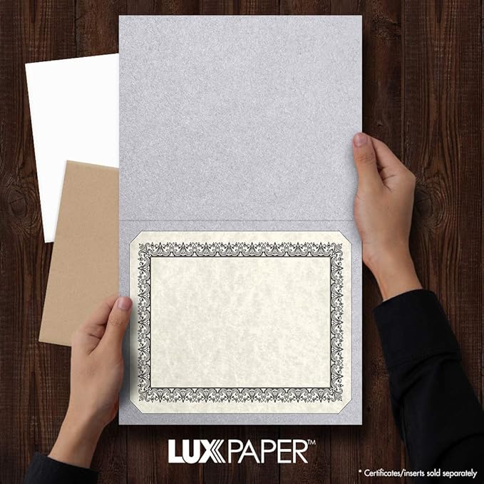 LUXPaper 9.5" x 12" Certificate Holders | Silver Metallic | 105lb. Cover | 250 - Image 3