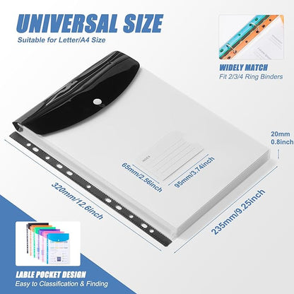 Binder Pocket Organizer Folders, 12 Pack Expandable Files Bag Plastic Envelopes - Image 3