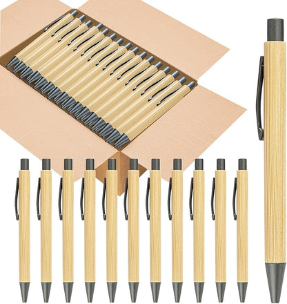 lyforx 200 Pack Bamboo Pens Bulk Wooden Bamboo Pens Engraving Wooden Ballpoint by lyforx