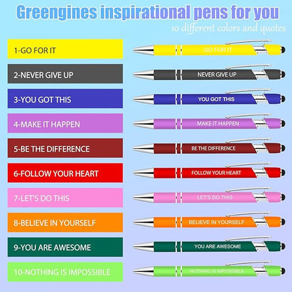 Greengines 10 Pcs Inspirational Pens Bulk, Motivational Ballpoint Pen - Image 4