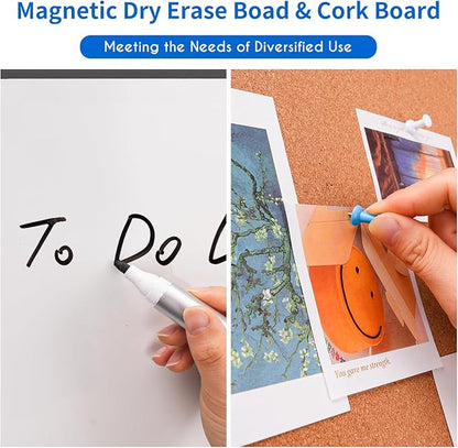 Magnetic White Board and Cork Board Combo, 24 X 18 inches Whiteboard Bulletin - Image 3
