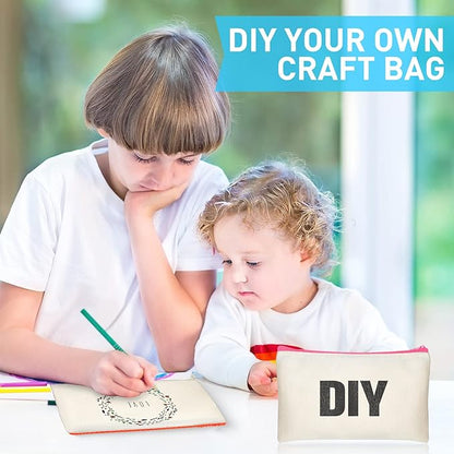 Reginary 80 Pack Canvas Zipper Makeup Bags Bulk Pencil Pouches Blank DIY Craft - Image 4