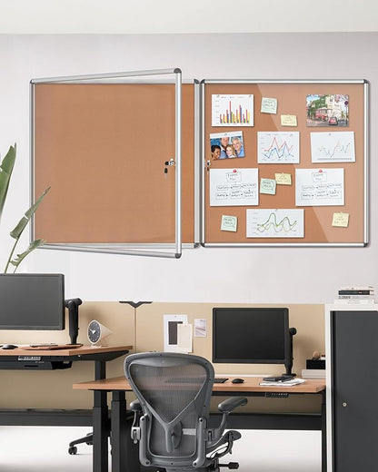 Mifuro 2 Pack 38"x38" Enclosed Bulletin Board, Lockable Weather-Resistant - Image 2