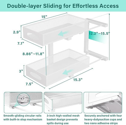 Beleeb Under Sink Organizer, 1 Pack 2 Tier Metal Slide Out Pull Out Cabinet - Image 2