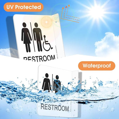 Faittoo Restroom Sign, Bathroom Signs, 2 Pack 6 x 6 Inches Acrylic Sign - Image 4
