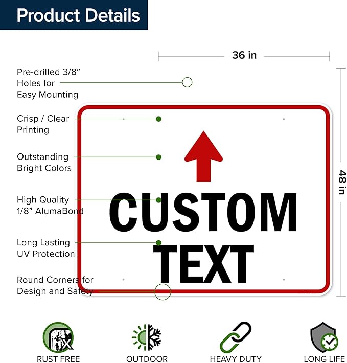 Custom Arrow, Custom Directional Sign, Up Arrow, 36x48 Inches, Rust Free DiBound - Image 6