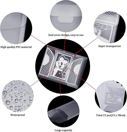 Marspark 21 Pieces Clear Stamp and Die Storage Bag Pockets Resealable Plastic - Image 3