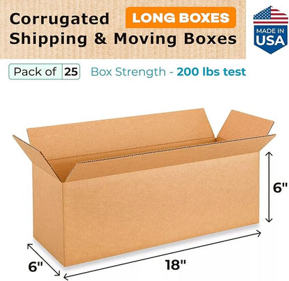 Long Moving & Shipping Boxes 18"L x 6"W x 6"H - Image 2
