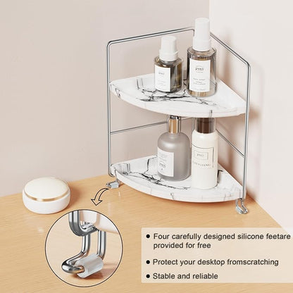 JANUS LiANG 2-Tier Corner Bathroom Organizer, Countertop Perfume Makeup Shelf - Image 4