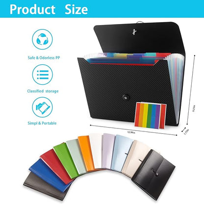 Nicfaec Expanding File Folder, 13 Pockets, Polypropylene - Image 8