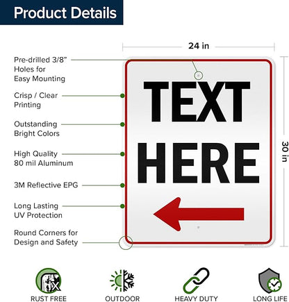 Custom Arrow, Custom Directional Sign, Left Arrow, 24x30 Inches, 3M EGP - Image 6