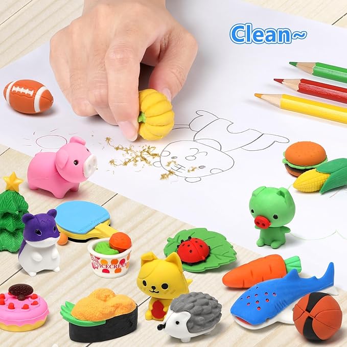 Animal Erasers for Kids 50 Pack Kid's Eraser Bulk Pull Apart Erasers 3D Puzzle - Image 6