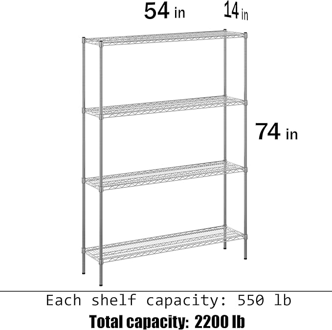 Regal Altair 14" Deep x 54" Wide x 74" Height Wire Shelving Kit | 4-Tier | NSF - Image 3