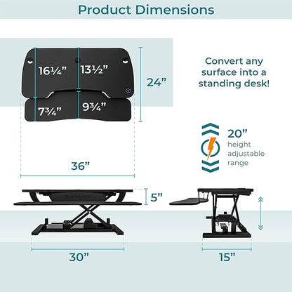 VERSADESK PowerPro™ 36 Inch Electric Standing Desk Converter, Height Adjustable - Image 3