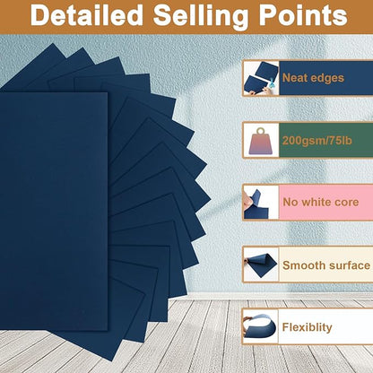 Silunkia 300 Sheets Navy Blue Cardstock 8.5 x 11 Crafts Paper, 75lb Heavyweight - Image 3