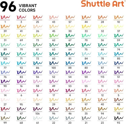 Shuttle Art Dual Tip Brush Pens, 96 Colours Fine and Brush Tip Markers Set - Image 2