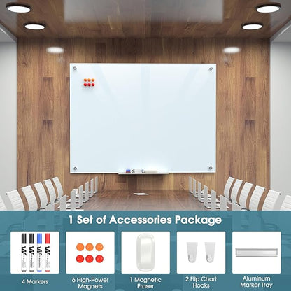 MaxGear Glass Whiteboard Wall Mounted, Frameless Magnetic Dry Erase Board - Image 4