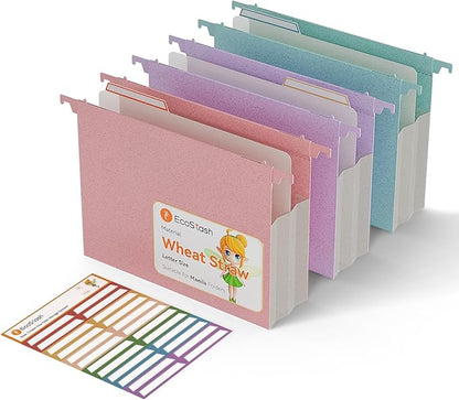 Extra Capacity Hanging File Folders, 3.15" Reinforced Wheat Straw Expanding by EcoStash