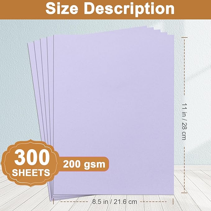 Silunkia 300 Sheets Purple Cardstock 8.5 x 11 Certificate Paper, 75lb Premium - Image 2