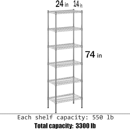 Regal Altair 14" Deep x 24" Wide x 74" Height Wire Shelving Kit | 6-Tier | NSF - Image 3