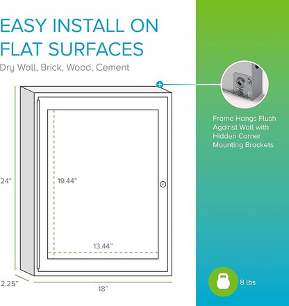 Ghent 24"x 18" 1-Door Indoor Satin Aluminum Frame Enclosed Recycled Rubber - Image 3