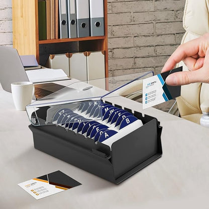 Acrimet Index Business Card Size File Holder Organizer Box Metal Base Heavy Duty - Image 4