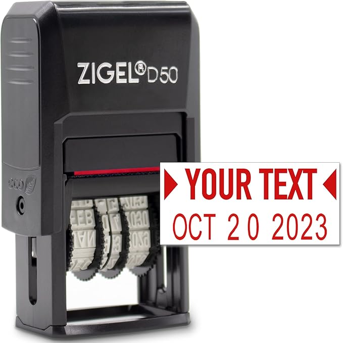 ZIGEL D50 Date Stamp with Your Custom Text by ZIGEL