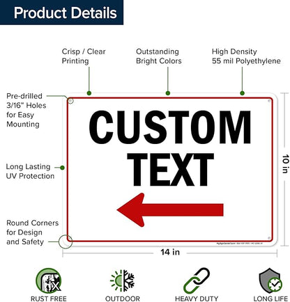 Custom Arrow, Custom Directional Sign, Left Arrow, 10x14 Inches, 55 mil thick - Image 6
