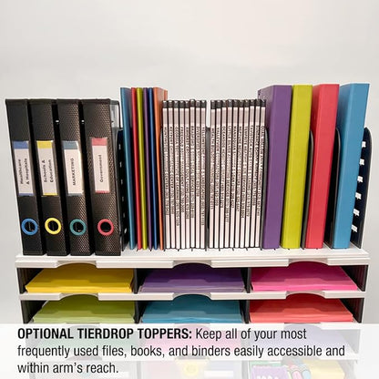 Desktop Organizer 6 Letter Tray Sorter Plus Riser Base, 3 Supply & 3 Storage - Image 7