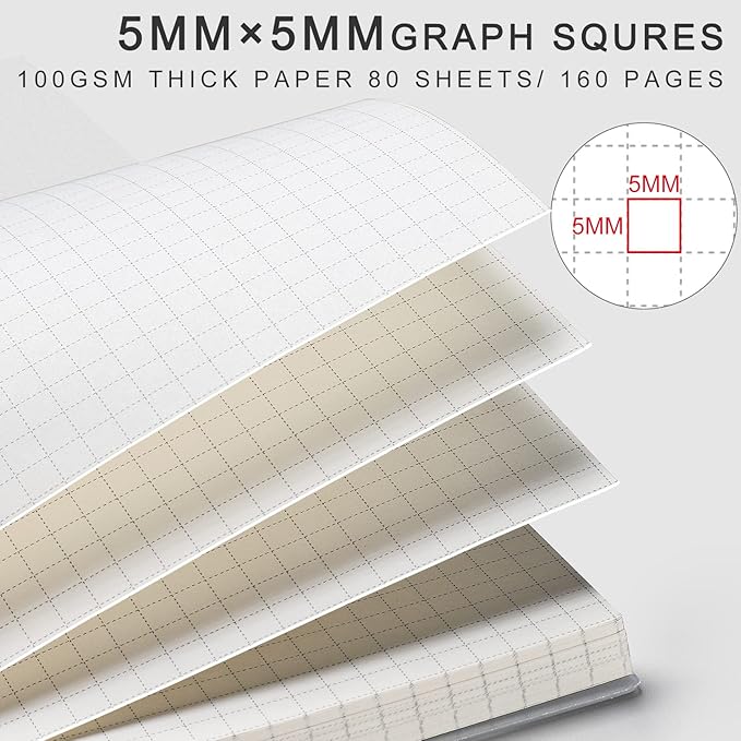 AHGXG A5 Graph Paper Notebook Spiral Spiral Journal 5.7"x 8.3", Quad Ruled - Image 2
