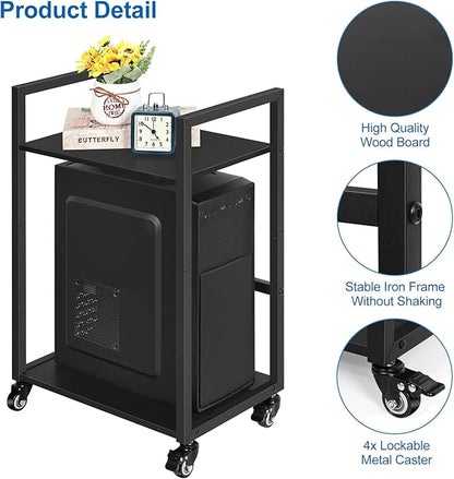 SEHERTIWY 2 Tier Computer Tower Stand, Mobile PC Tower Stand - Image 4