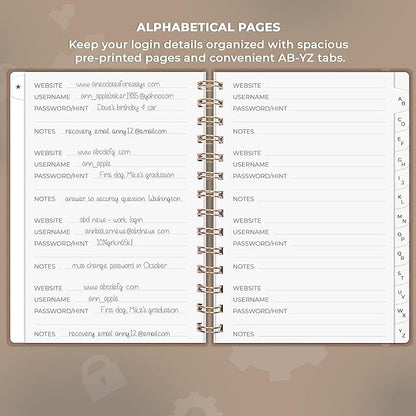 Clever Fox Password Book Spiral – Internet Address & Password Organizer - Image 3