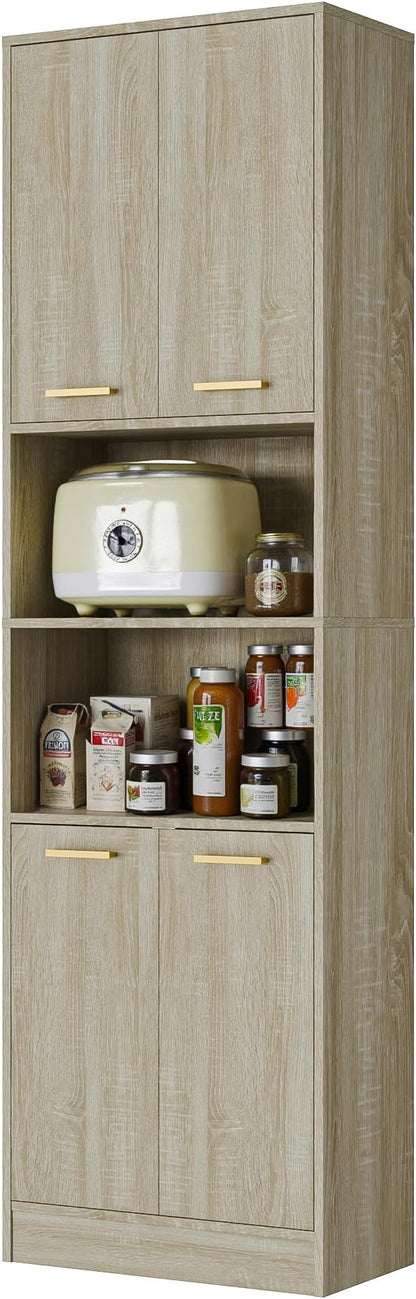 Cozy Castle Kitchen Pantry Cabinet, 4 Doors Open Countertop Utility Hutch - Image 9